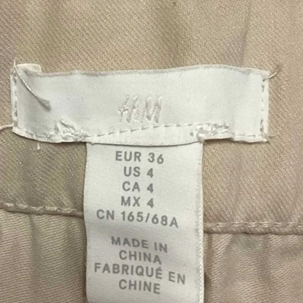 H&M Women's Linen White Business Wide Straight Leg Dress Trousers Pants Size 4